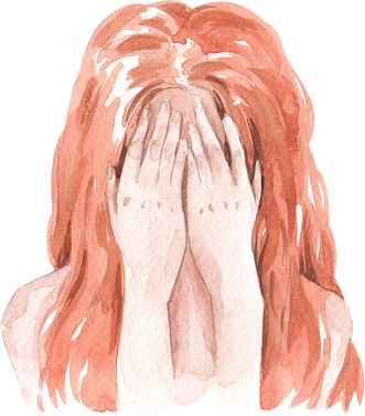 Ginger hair woman watercolor illustration